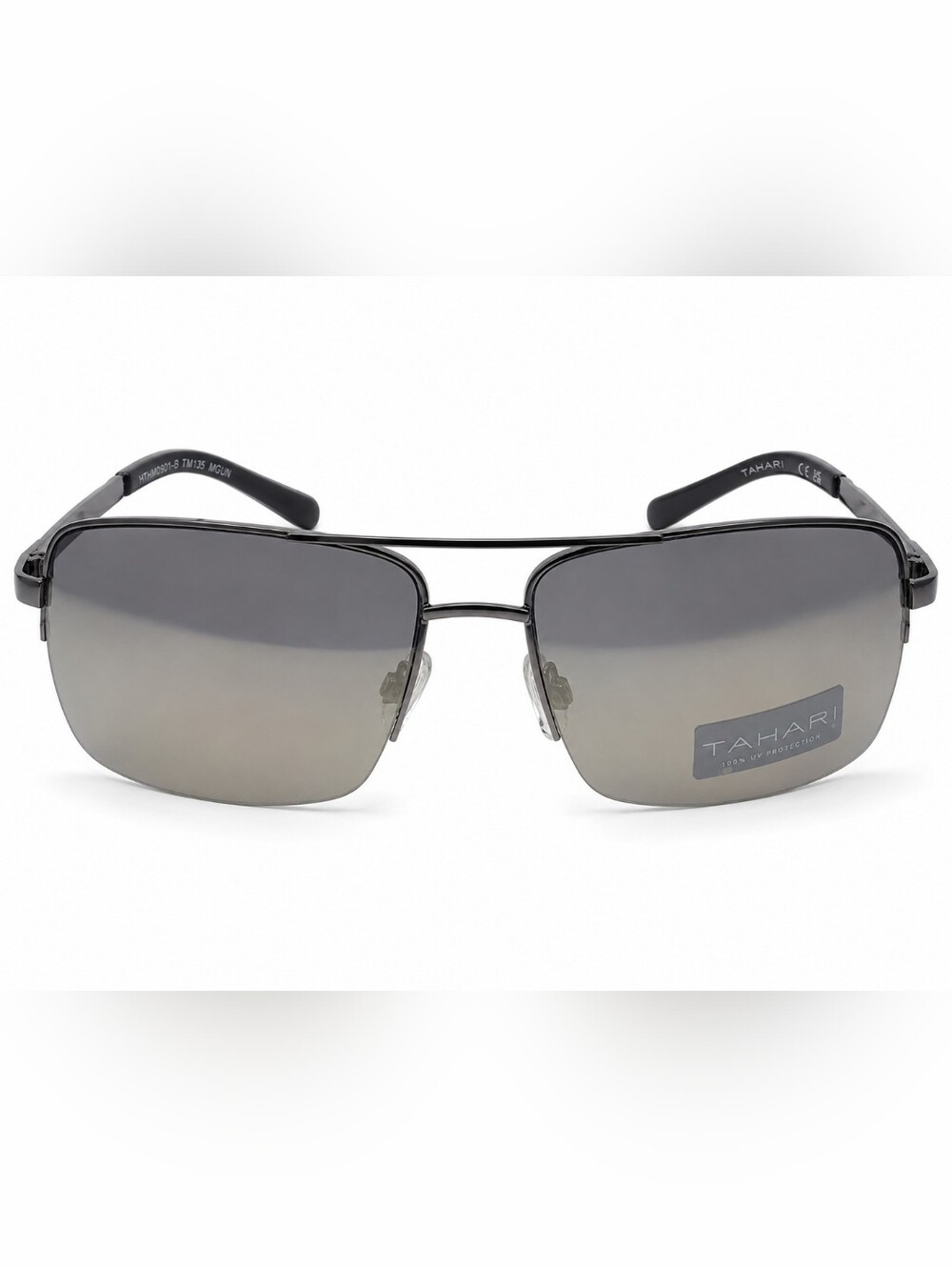 Tahari Gunmetal Shield Square Style Aviator Sunglasses NWT
